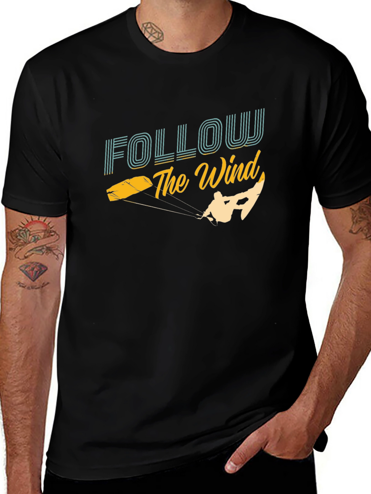 Follow The Wind Kitesurfing Graphic T-Shirt