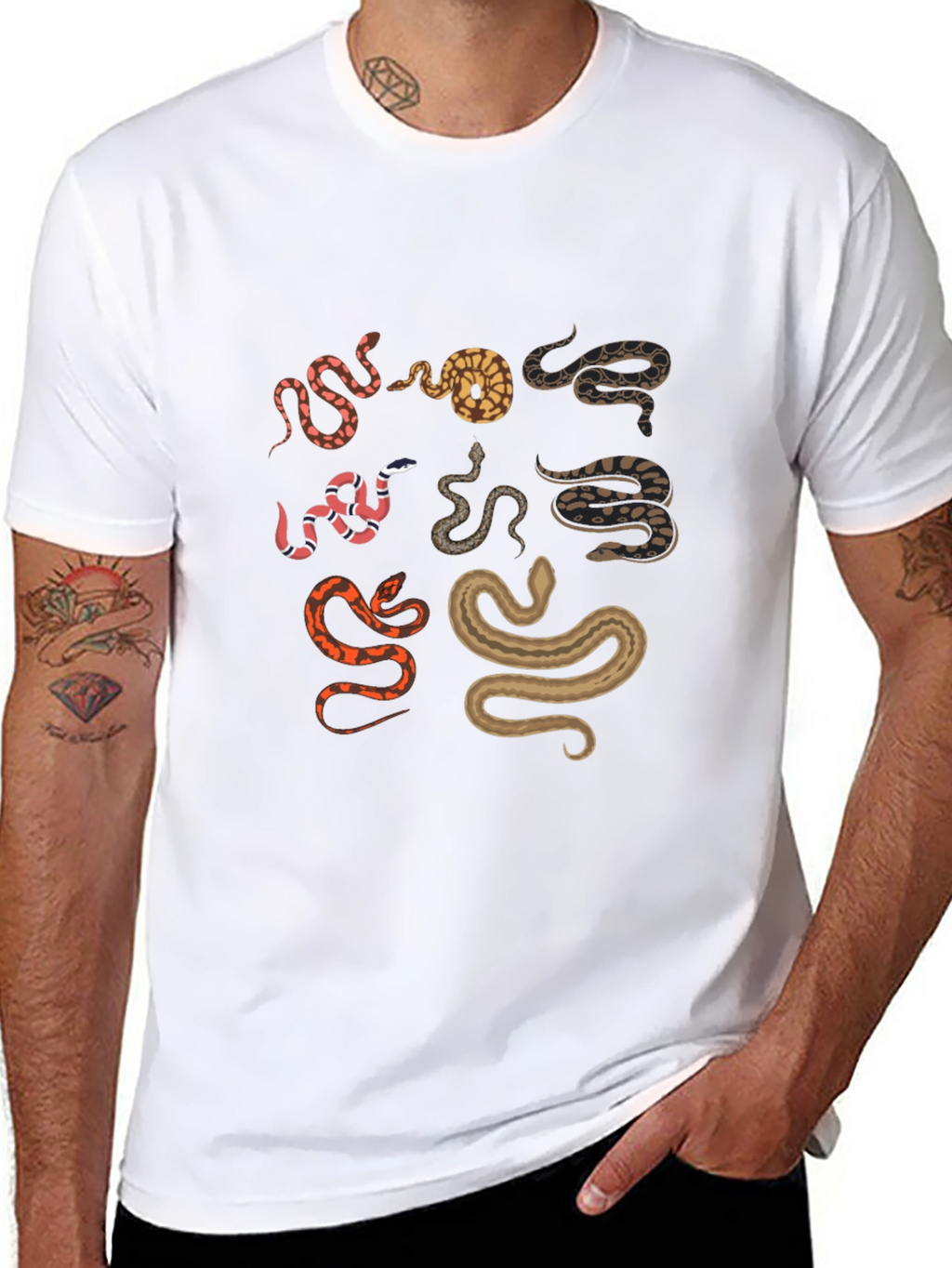 Snake Print Black T-Shirt