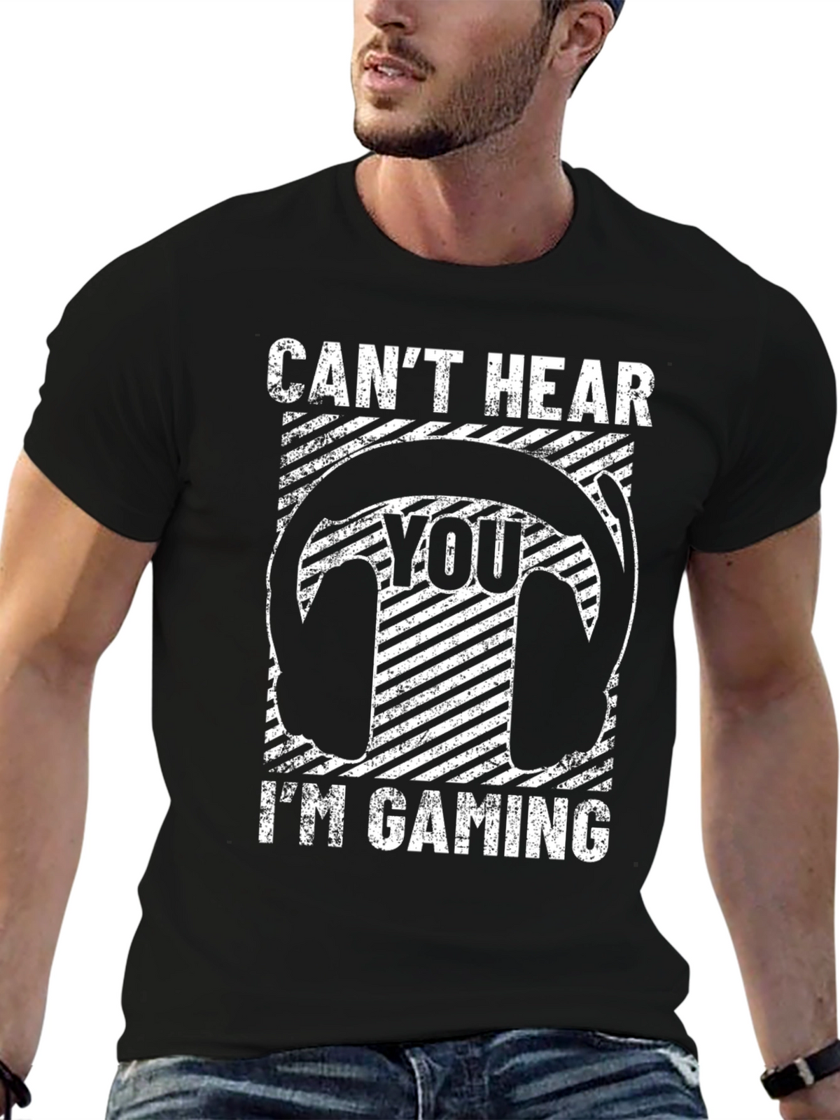 Cant Hear You Im Gaming Black T-Shirt
