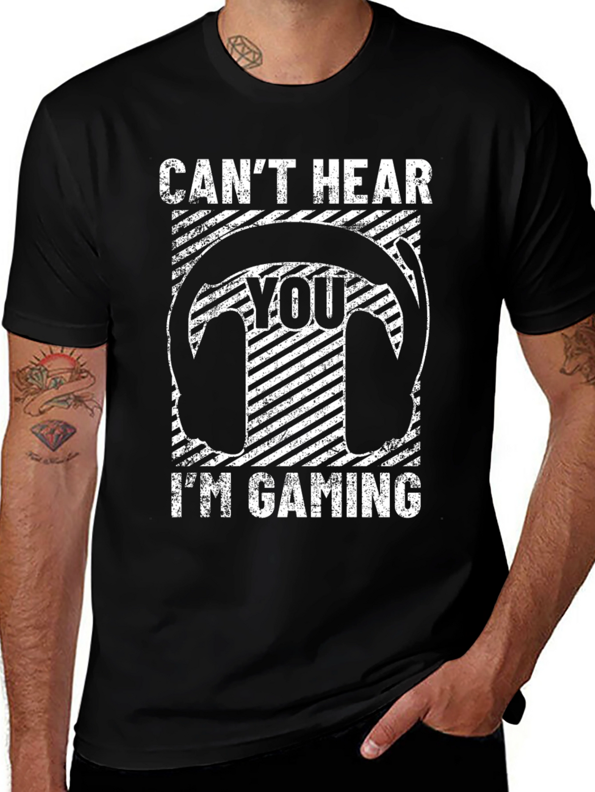 Cant Hear You Im Gaming Black T-Shirt