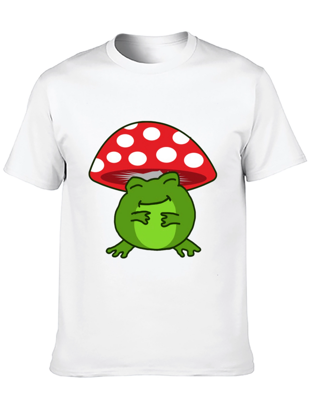 Frog Under Mushroom T-Shirt - Black Cotton Tee