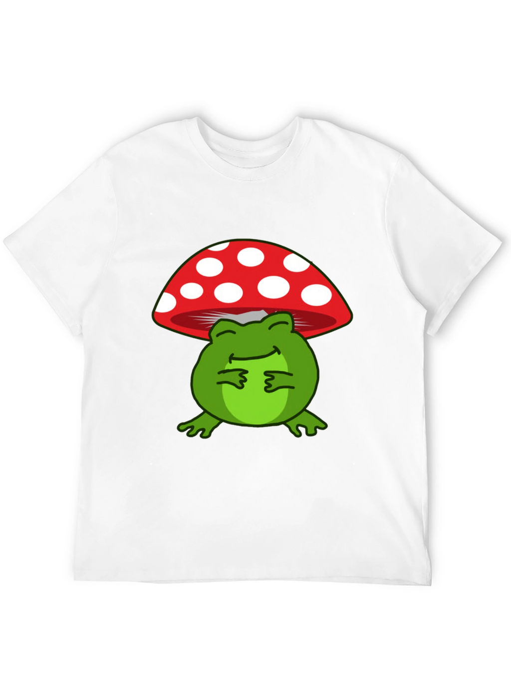 Frog Under Mushroom T-Shirt - Black Cotton Tee