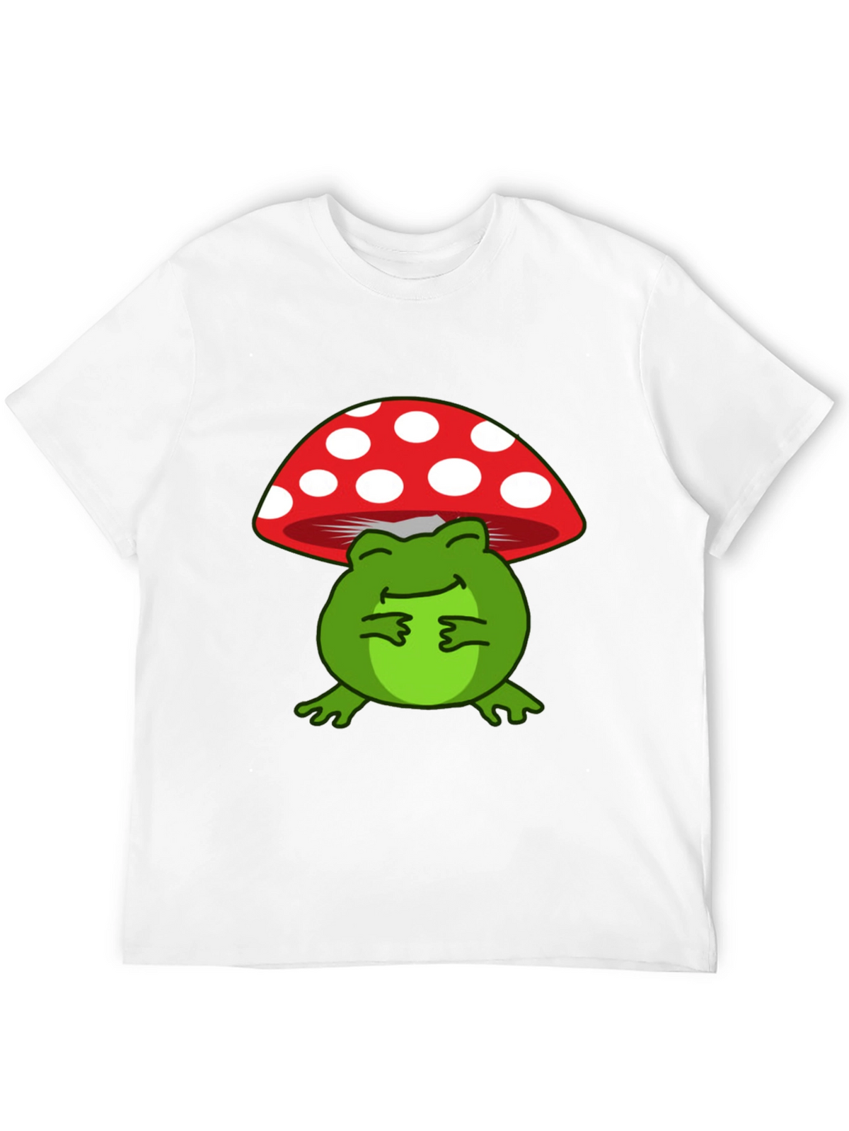 Frog Under Mushroom T-Shirt - Black Cotton Tee