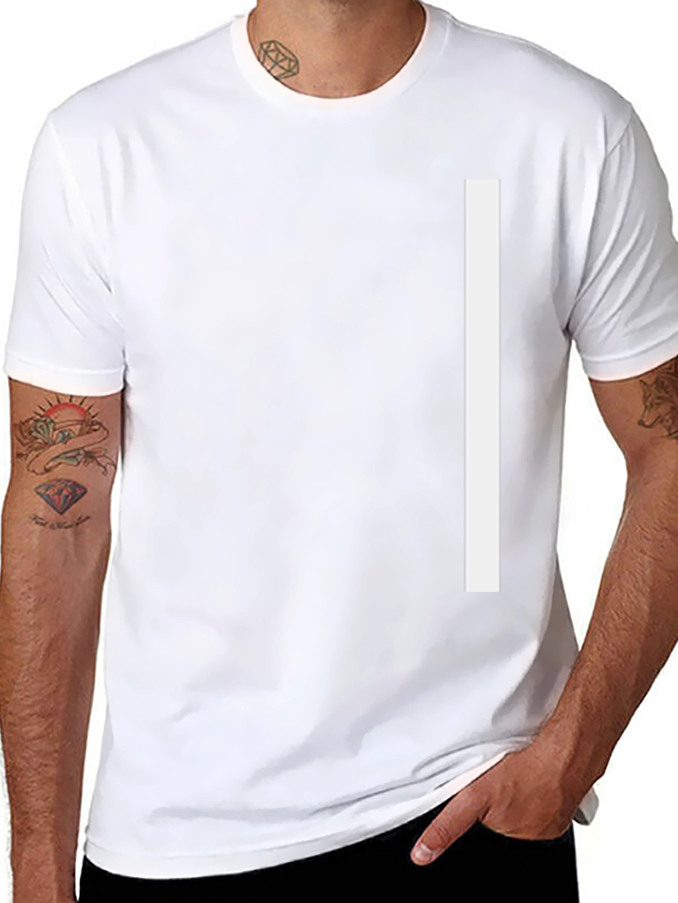 Minimalist Black T-Shirt with White Stripe Design
