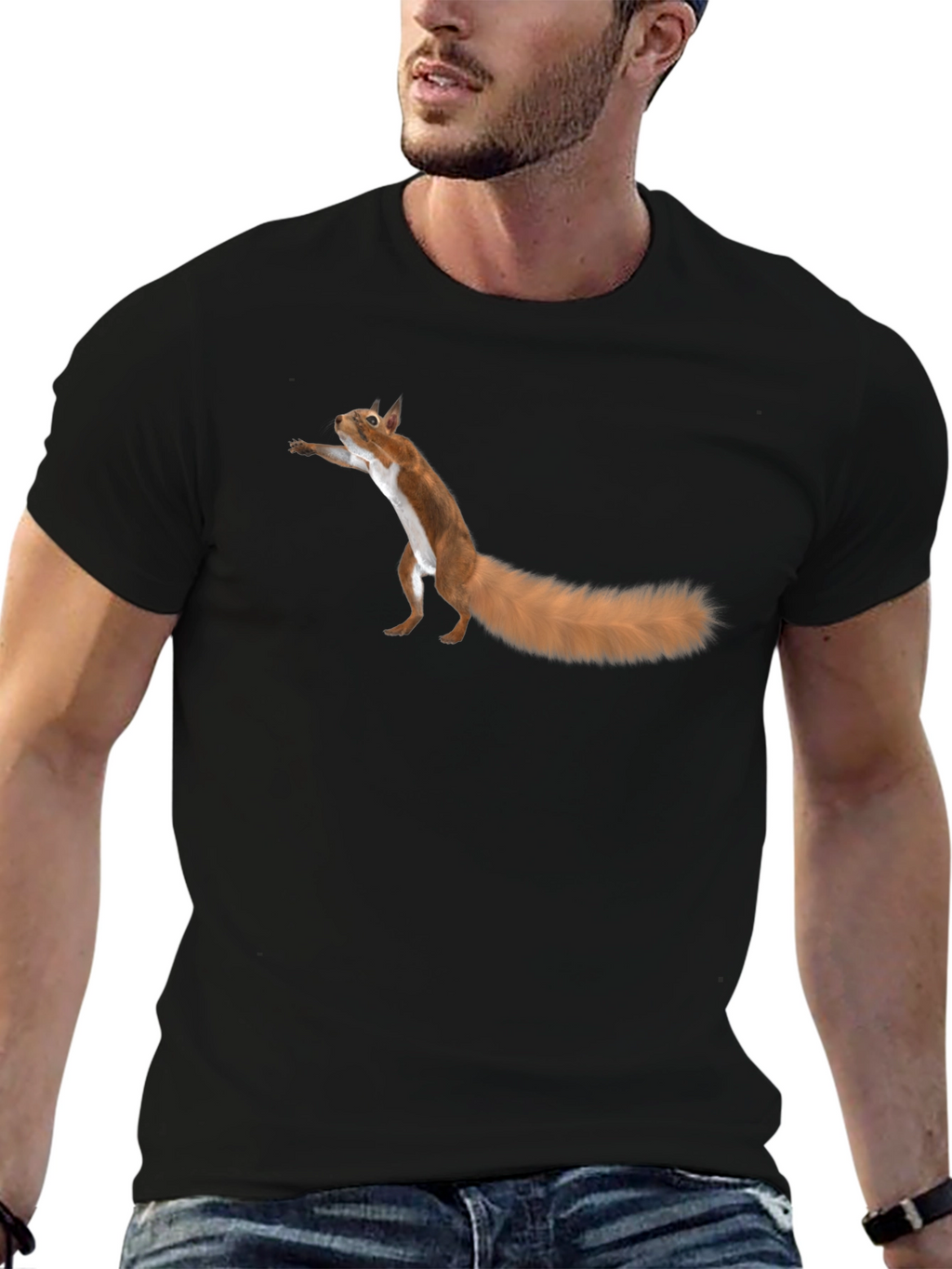 Squirrel Graphic Tee - Fun Black T-Shirt