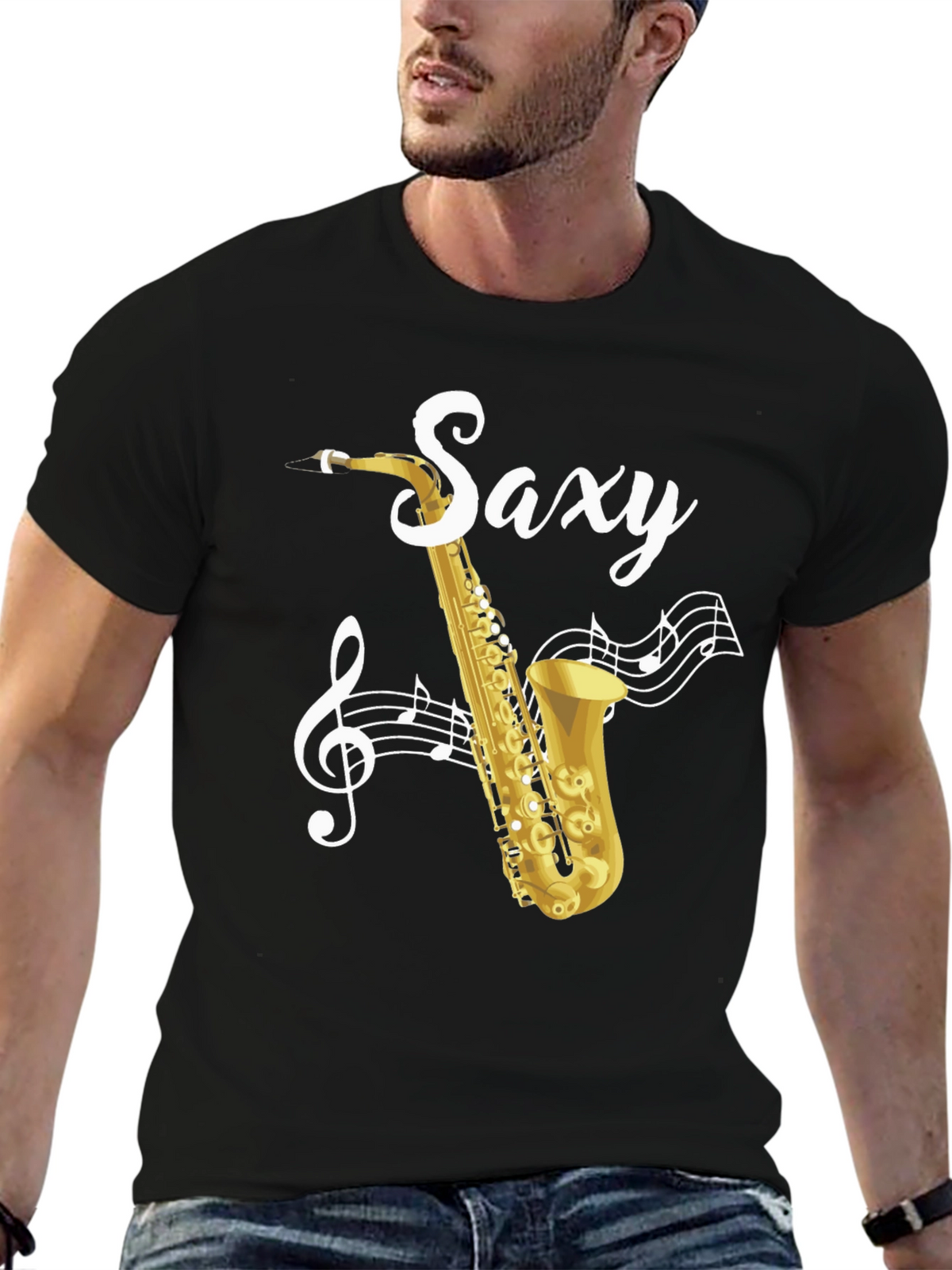 Saxy Saxophone Music Notes Graphic T-Shirt