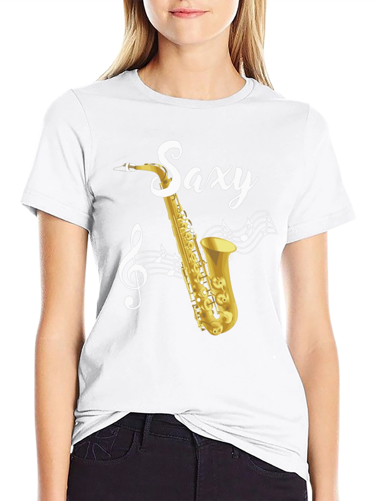 Saxy Saxophone Music Notes Graphic T-Shirt