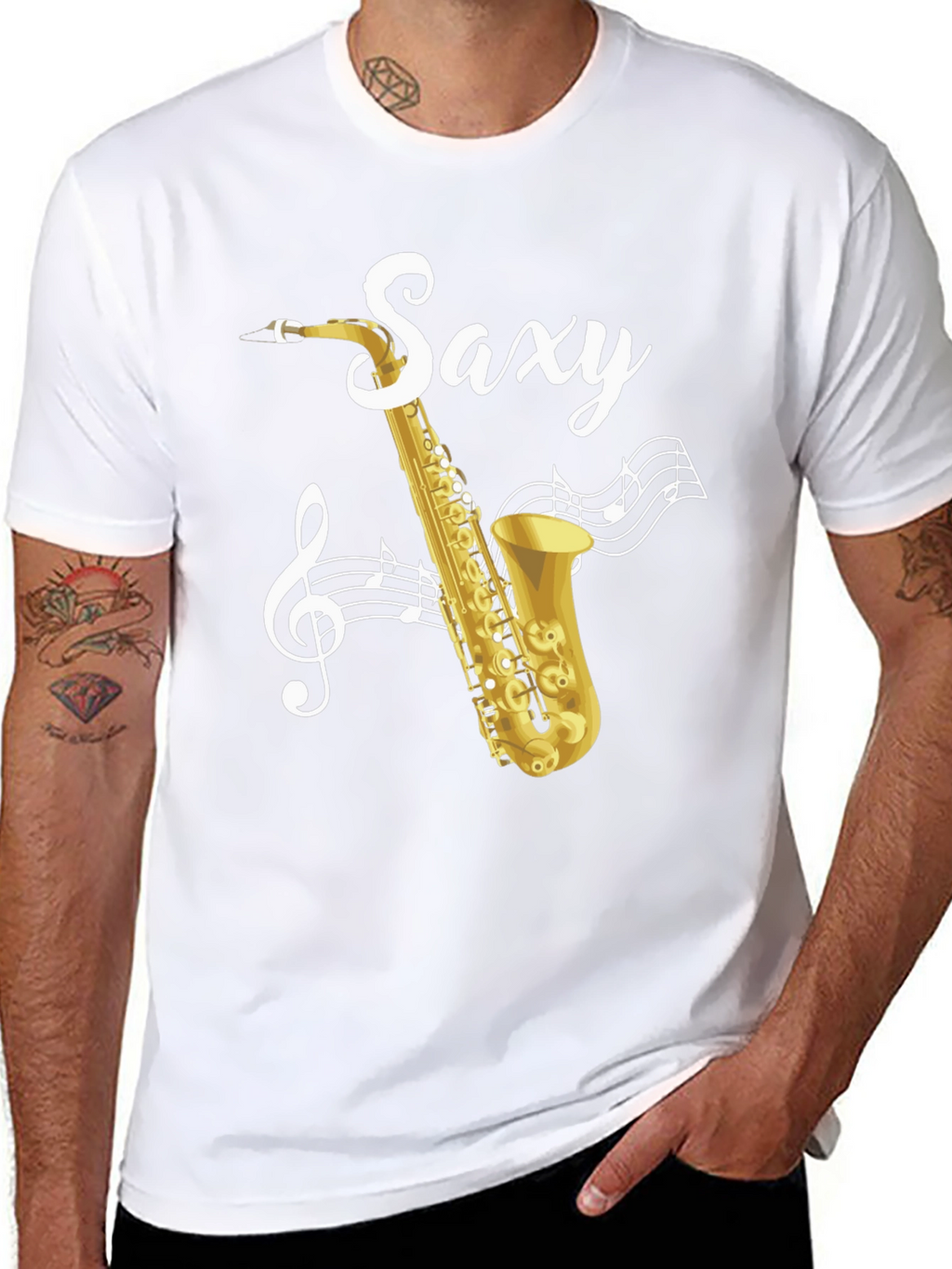 Saxy Saxophone Music Notes Graphic T-Shirt