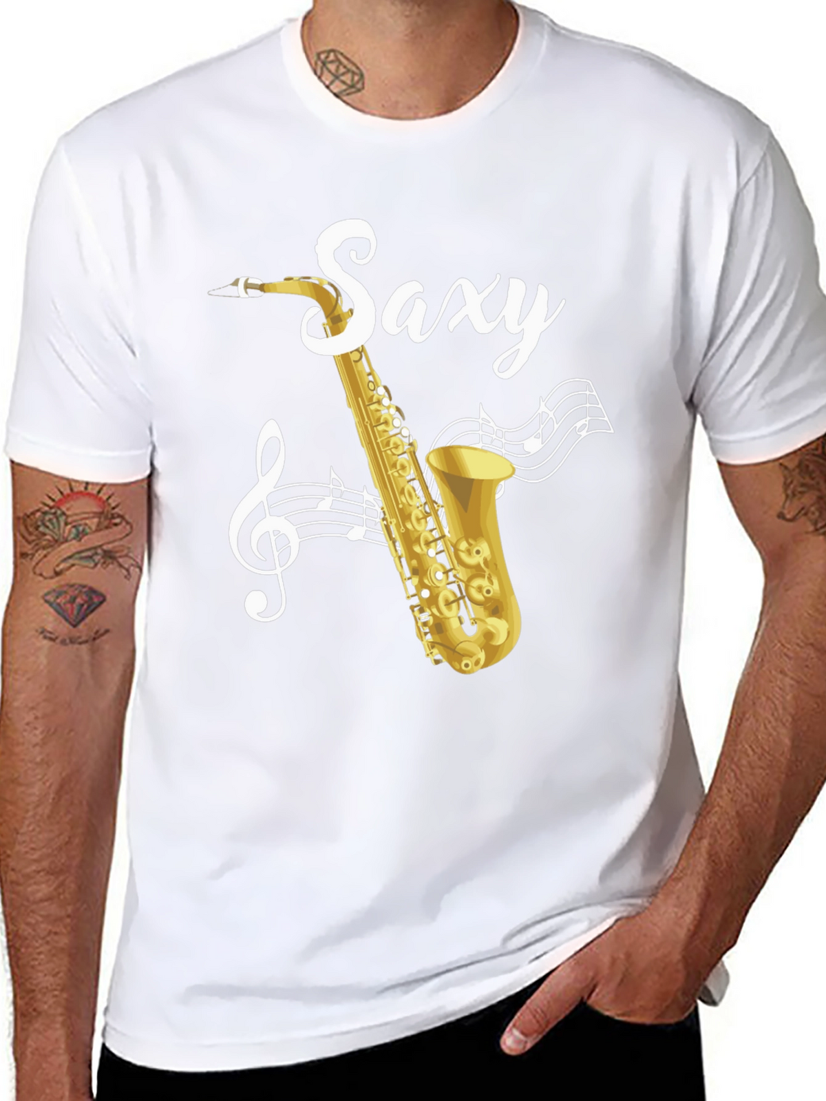Saxy Saxophone Music Notes Graphic T-Shirt