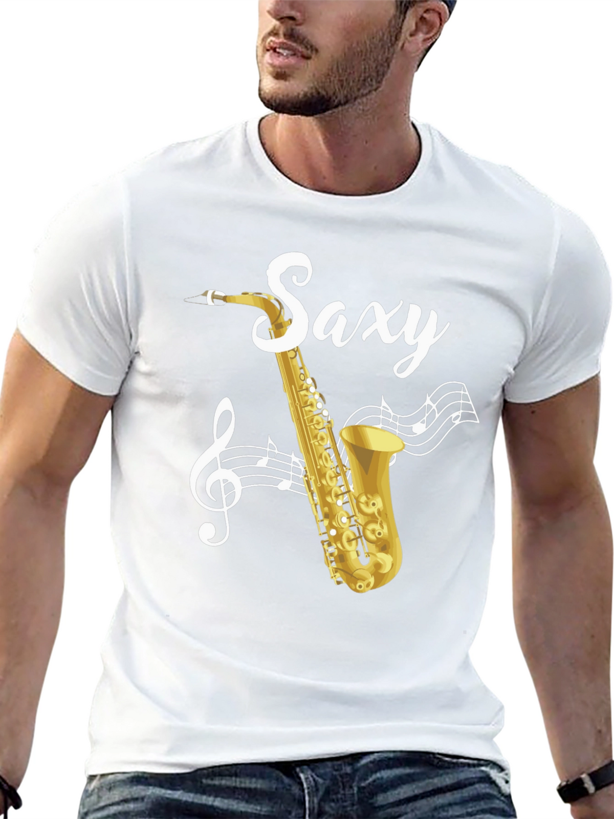 Saxy Saxophone Music Notes Graphic T-Shirt