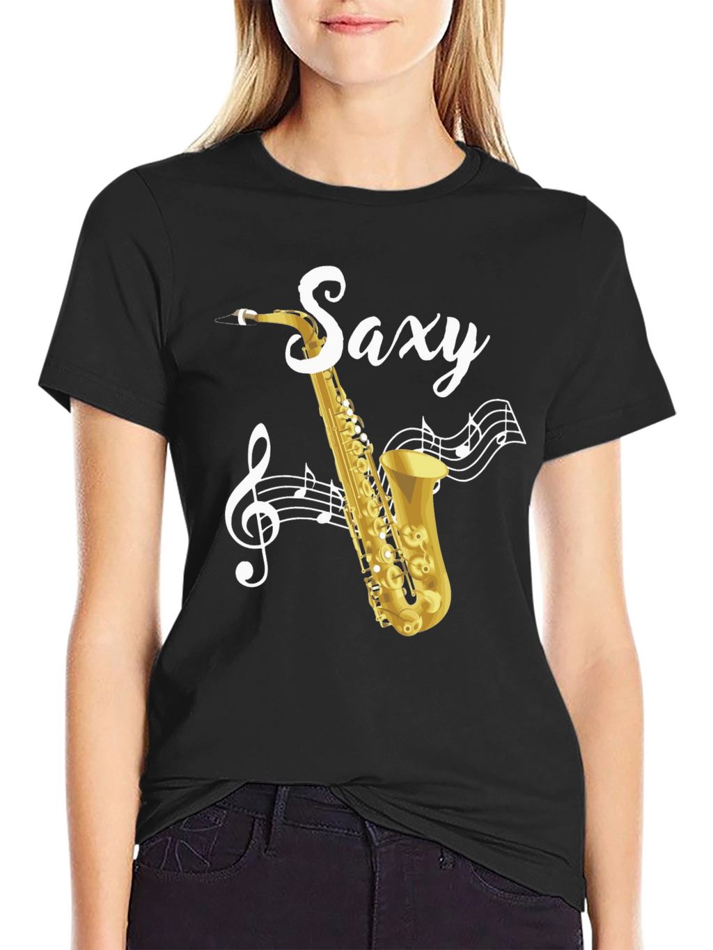 Saxy Saxophone Music Notes Graphic T-Shirt