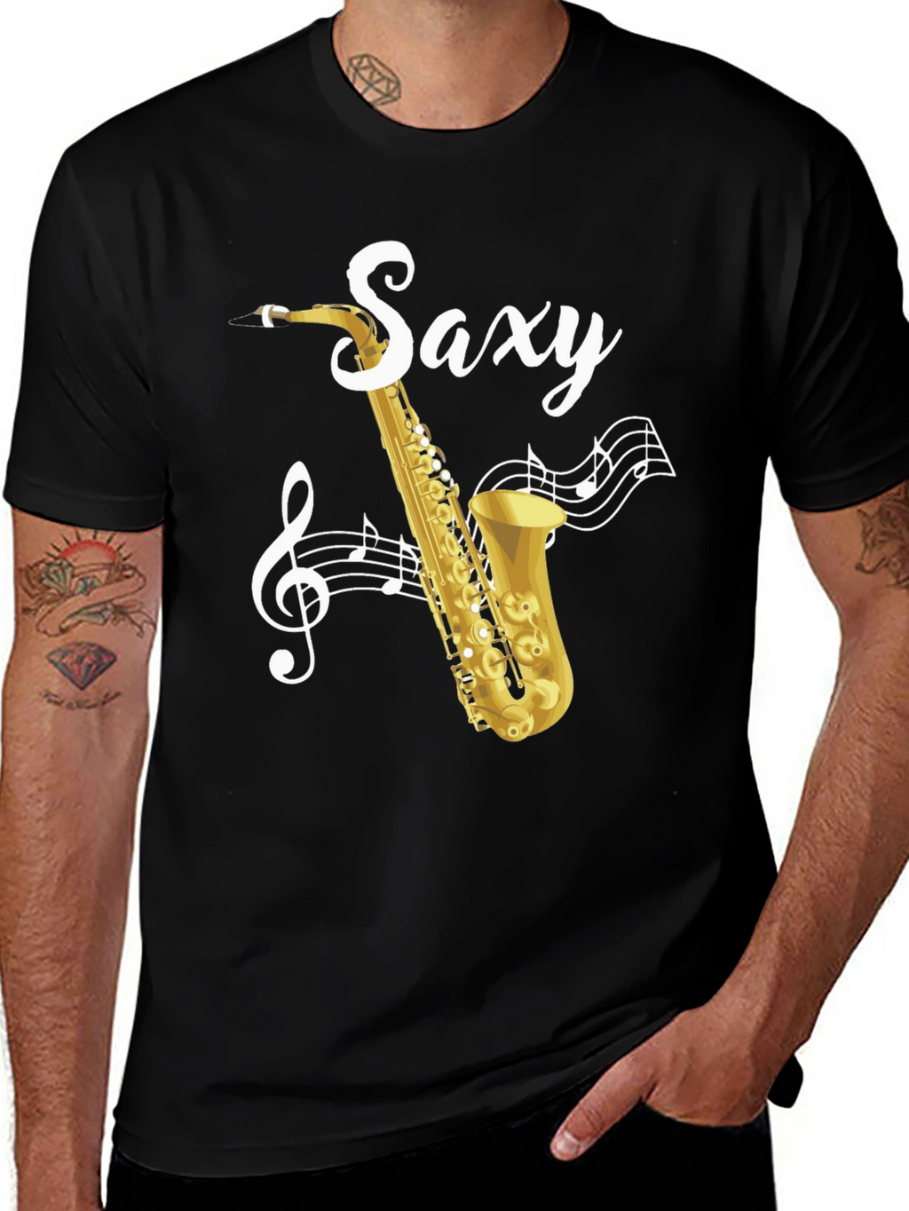 Saxy Saxophone Music Notes Graphic T-Shirt