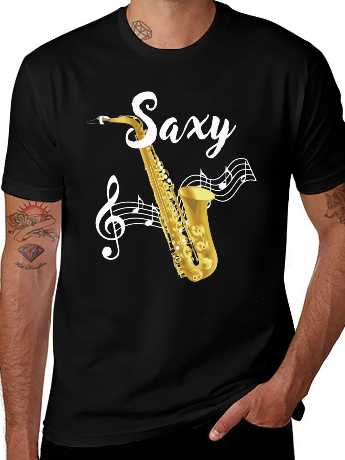 Saxy Saxophone Music Notes Graphic T-Shirt