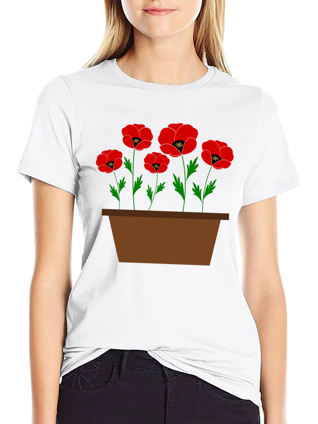 Poppy Flower Pot Graphic T-Shirt
