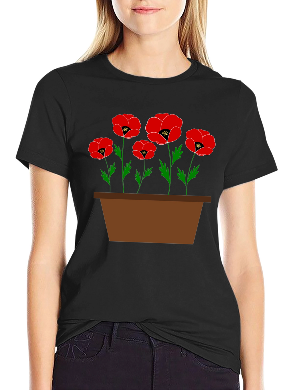 Poppy Flower Pot Graphic T-Shirt
