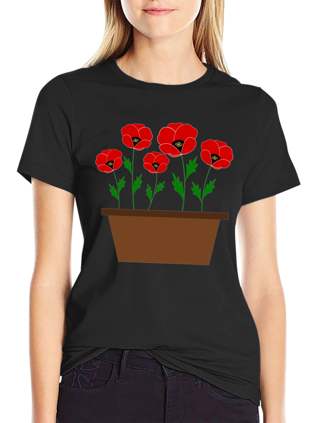 Poppy Flower Pot Graphic T-Shirt