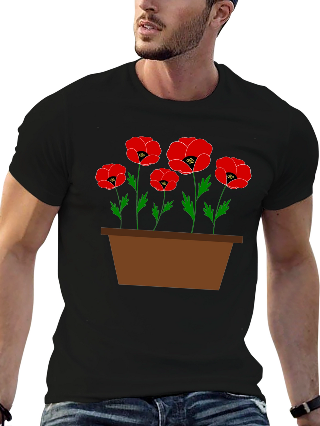Poppy Flower Pot Graphic T-Shirt