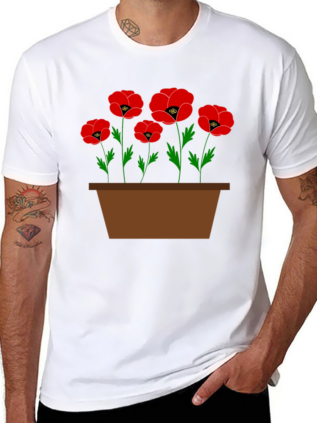Poppy Flower Pot Graphic T-Shirt