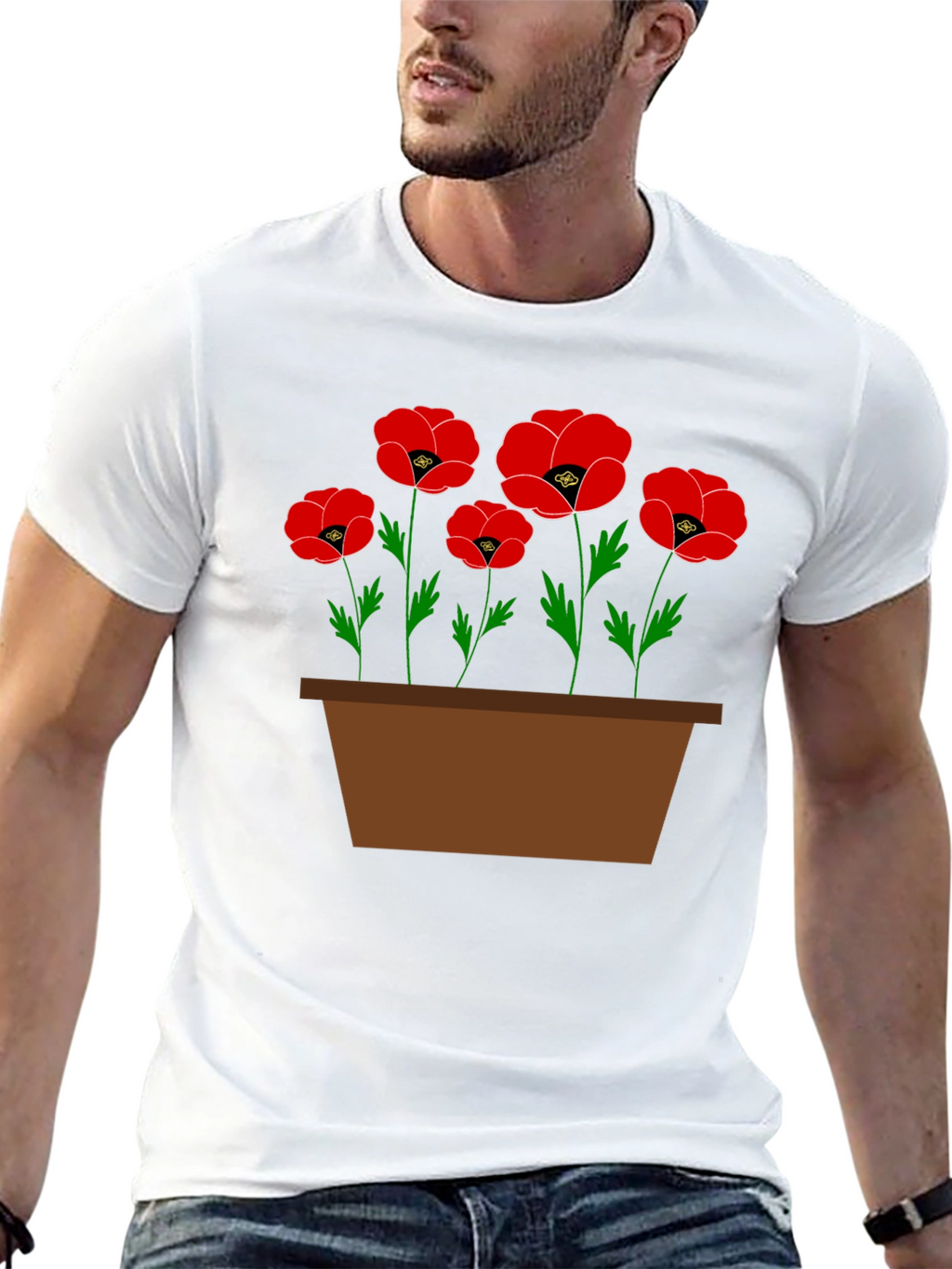 Poppy Flower Pot Graphic T-Shirt