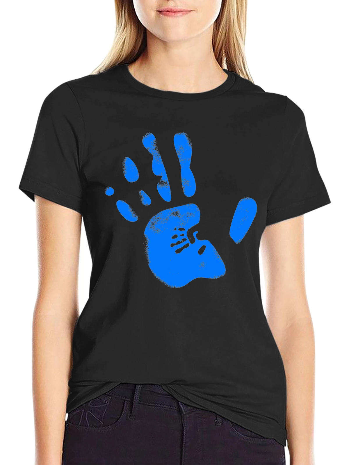 Handprint Graphic Black Tee