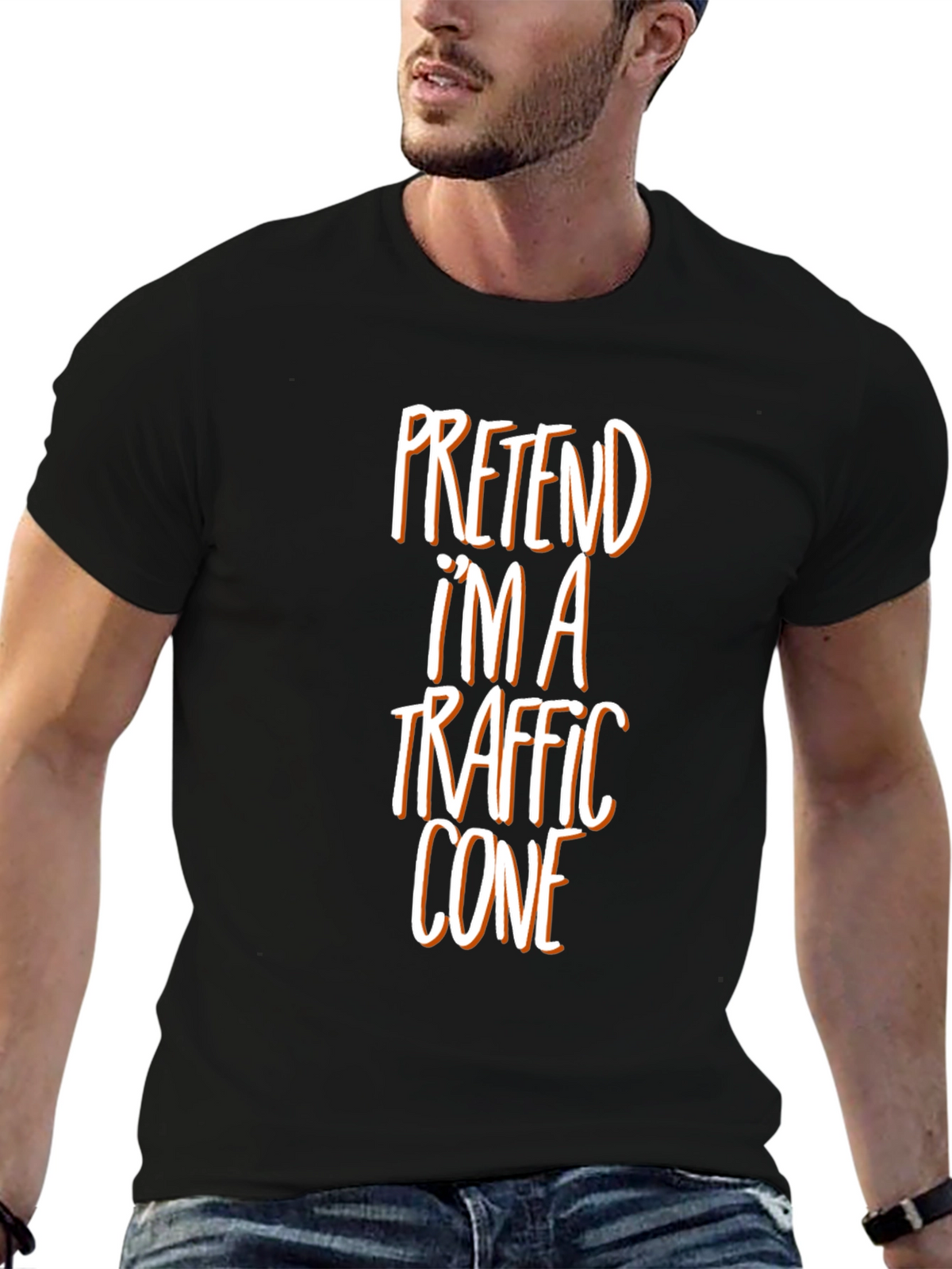 Pretend Im a Traffic Cone Funny Graphic Tee