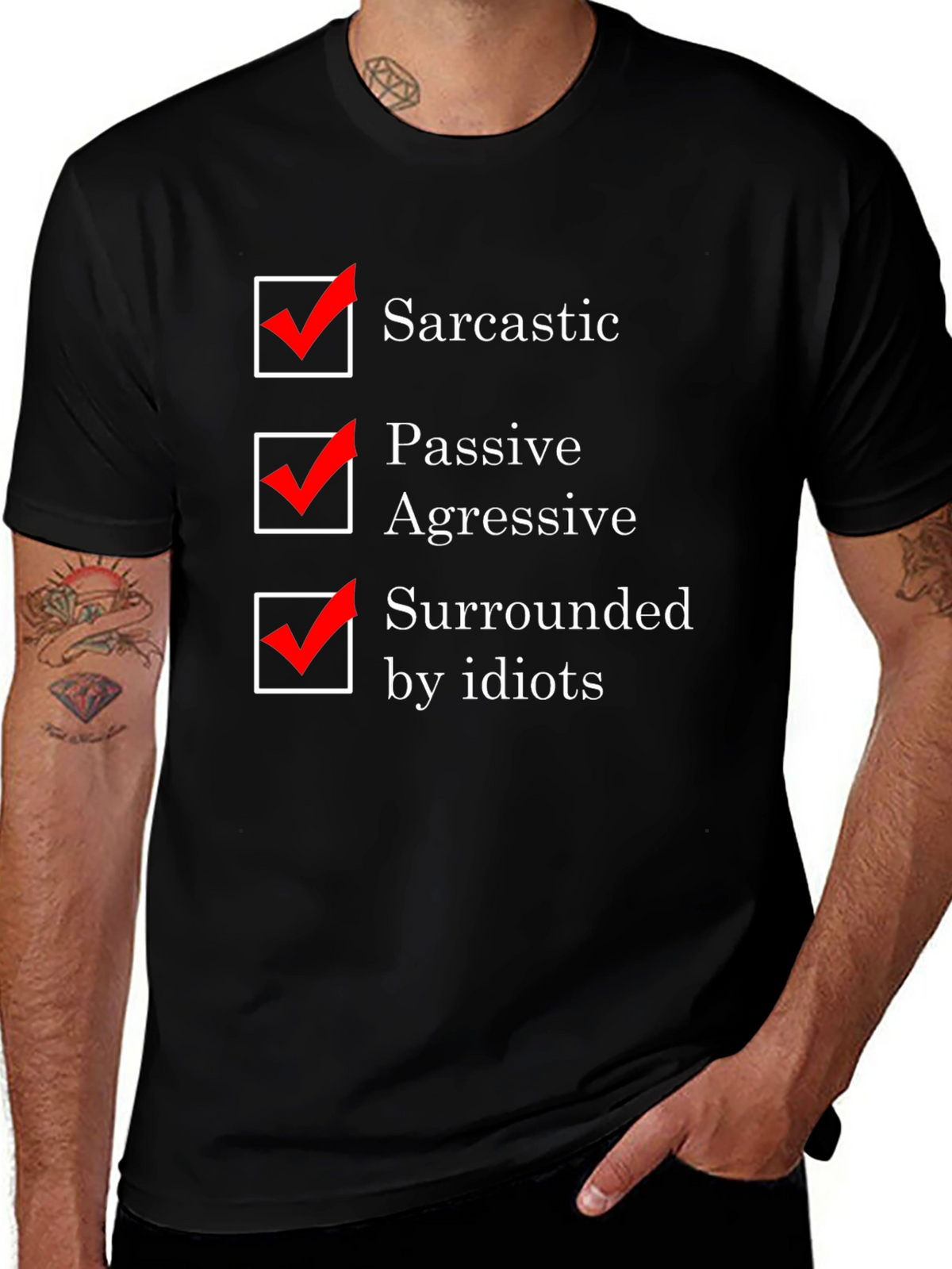 Sarcastic T-Shirt Funny Passive Aggressive Surrounded by Idiots Tee
