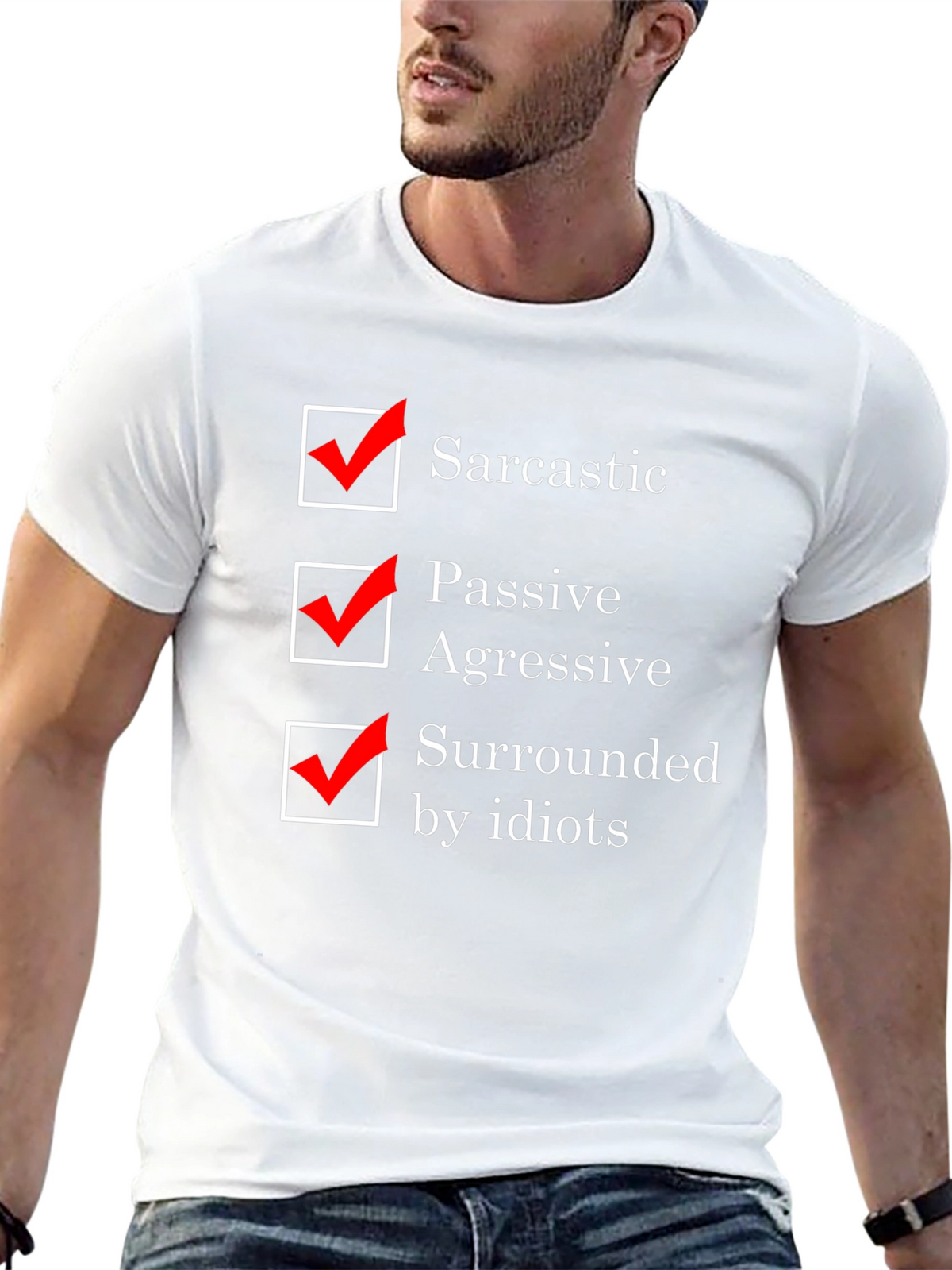 Sarcastic T-Shirt Funny Passive Aggressive Surrounded by Idiots Tee