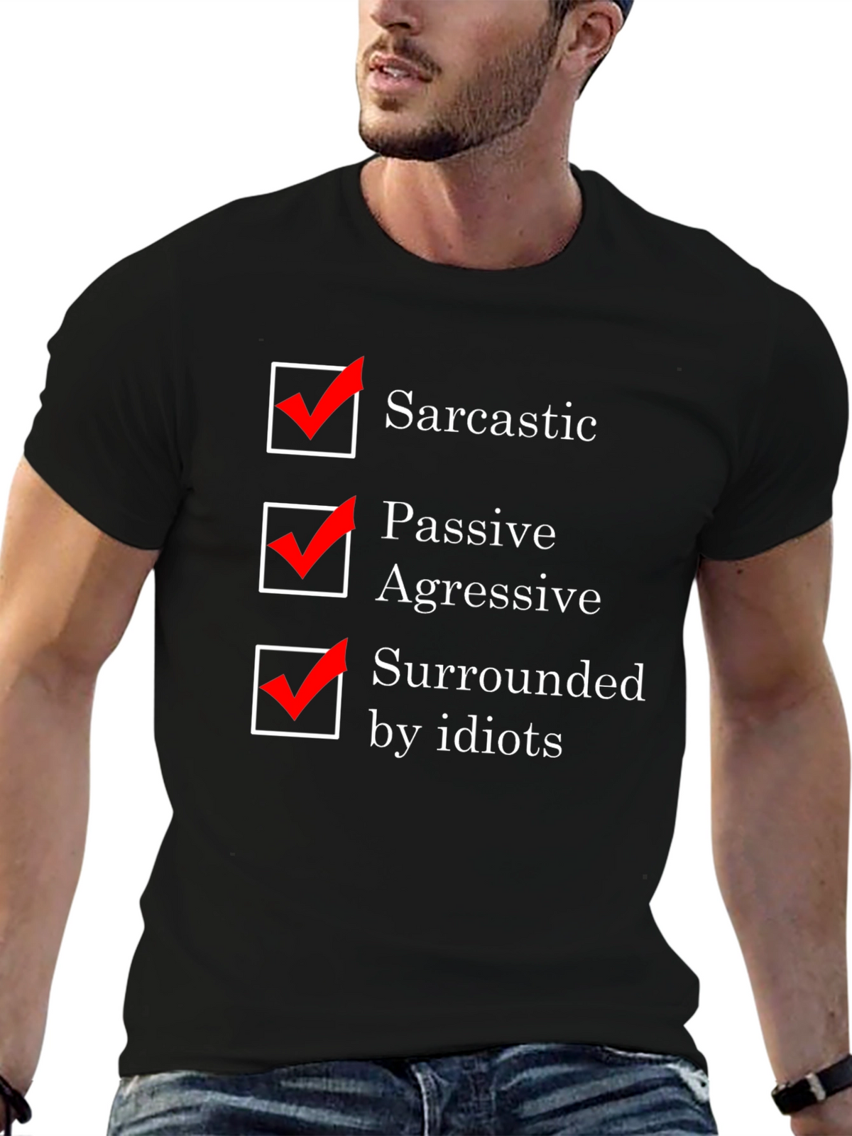 Sarcastic T-Shirt Funny Passive Aggressive Surrounded by Idiots Tee