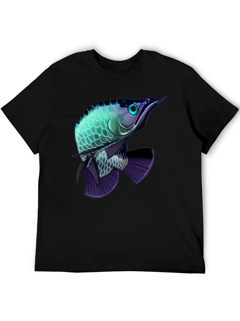 Arowana Fish Graphic Black T-Shirt