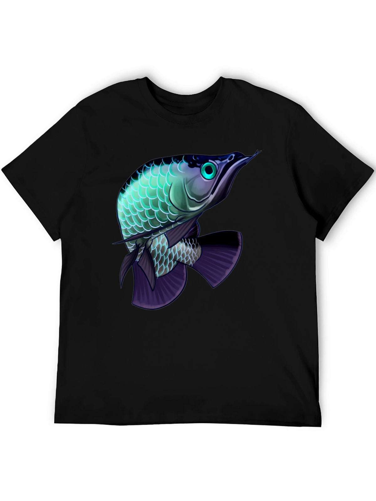 Arowana Fish Graphic Black T-Shirt