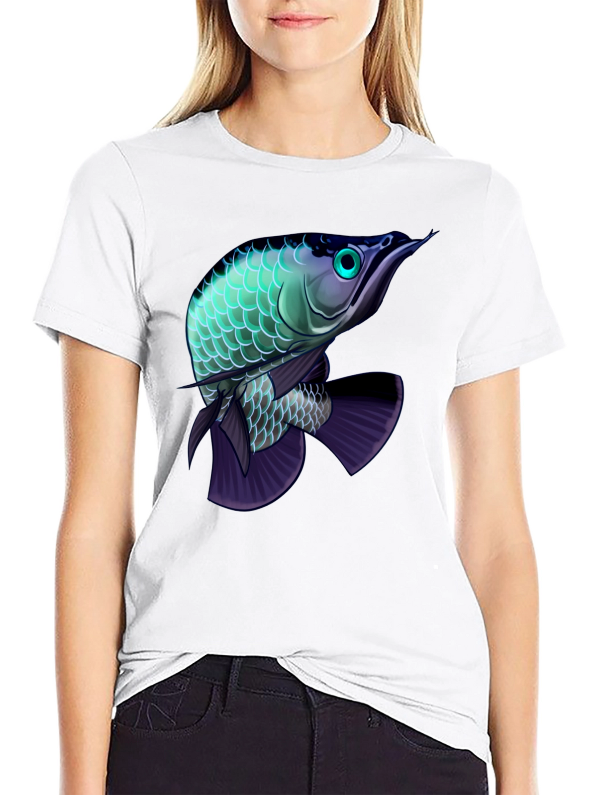 Arowana Fish Graphic Black T-Shirt