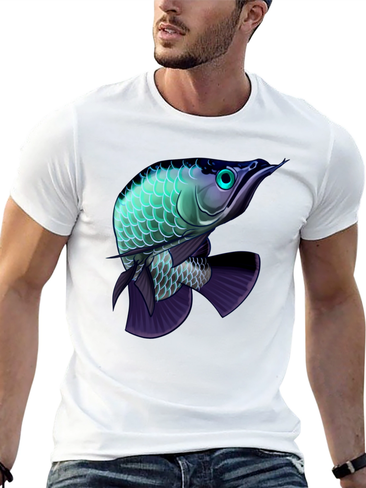 Arowana Fish Graphic Black T-Shirt