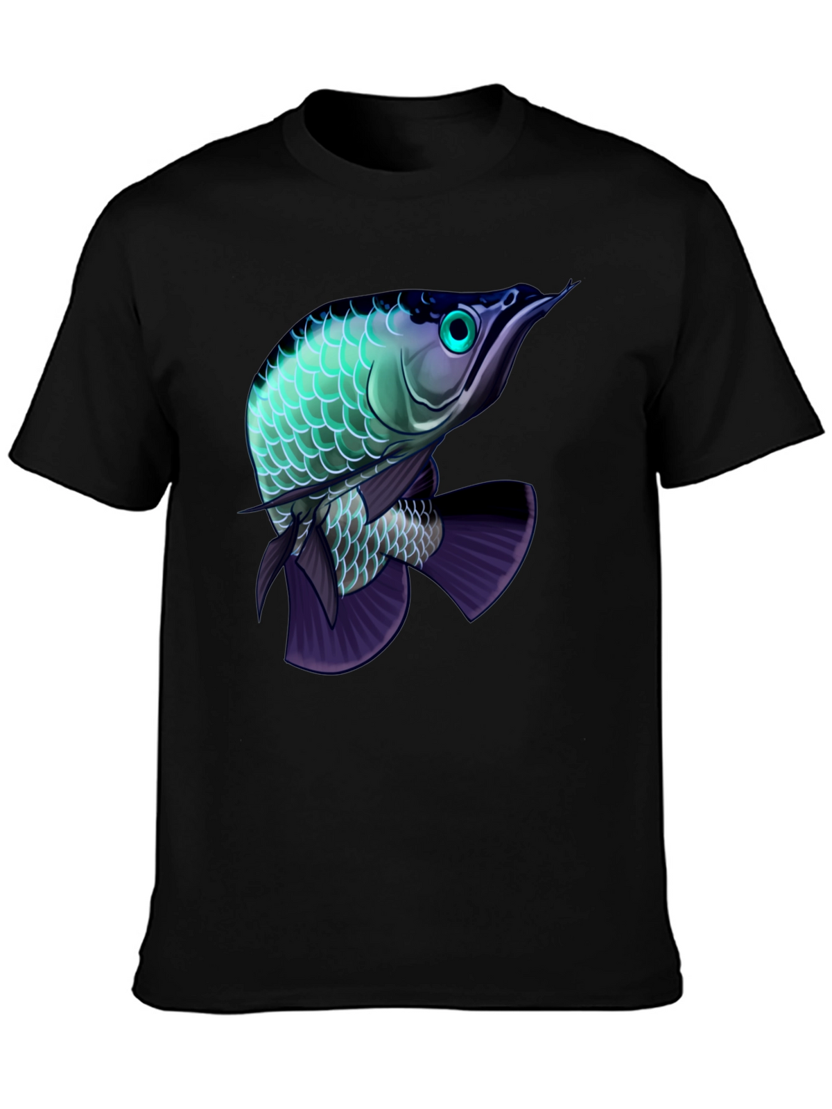 Arowana Fish Graphic Black T-Shirt
