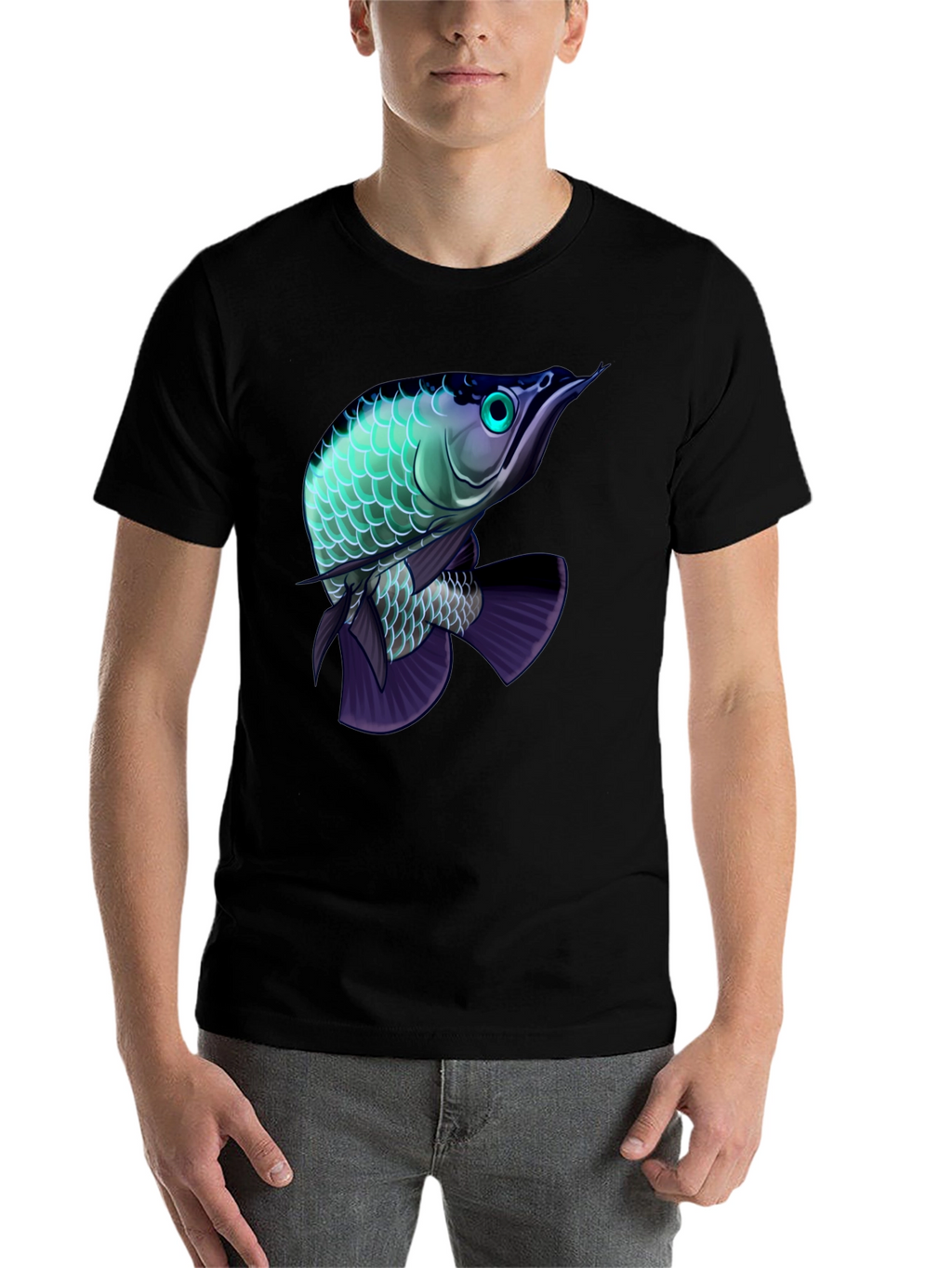 Arowana Fish Graphic Black T-Shirt