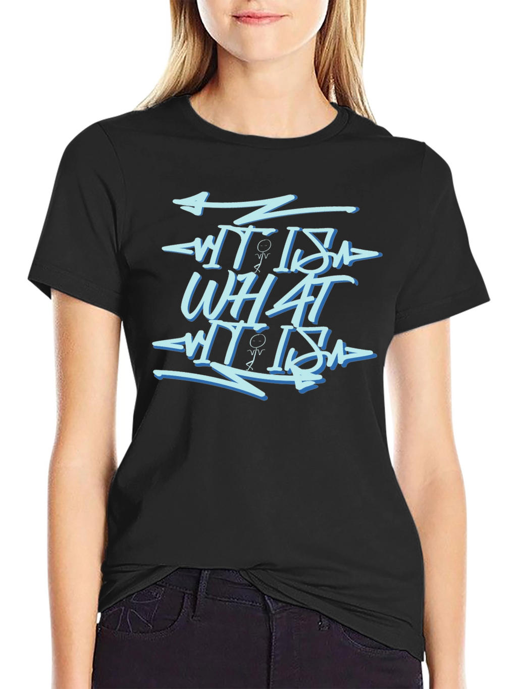 What It Is Black Graphic Print Tee