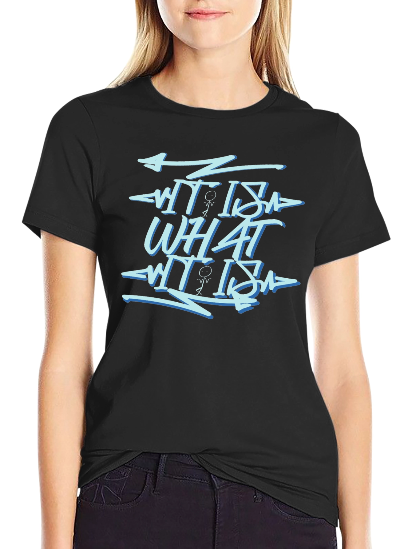 What It Is Black Graphic Print Tee