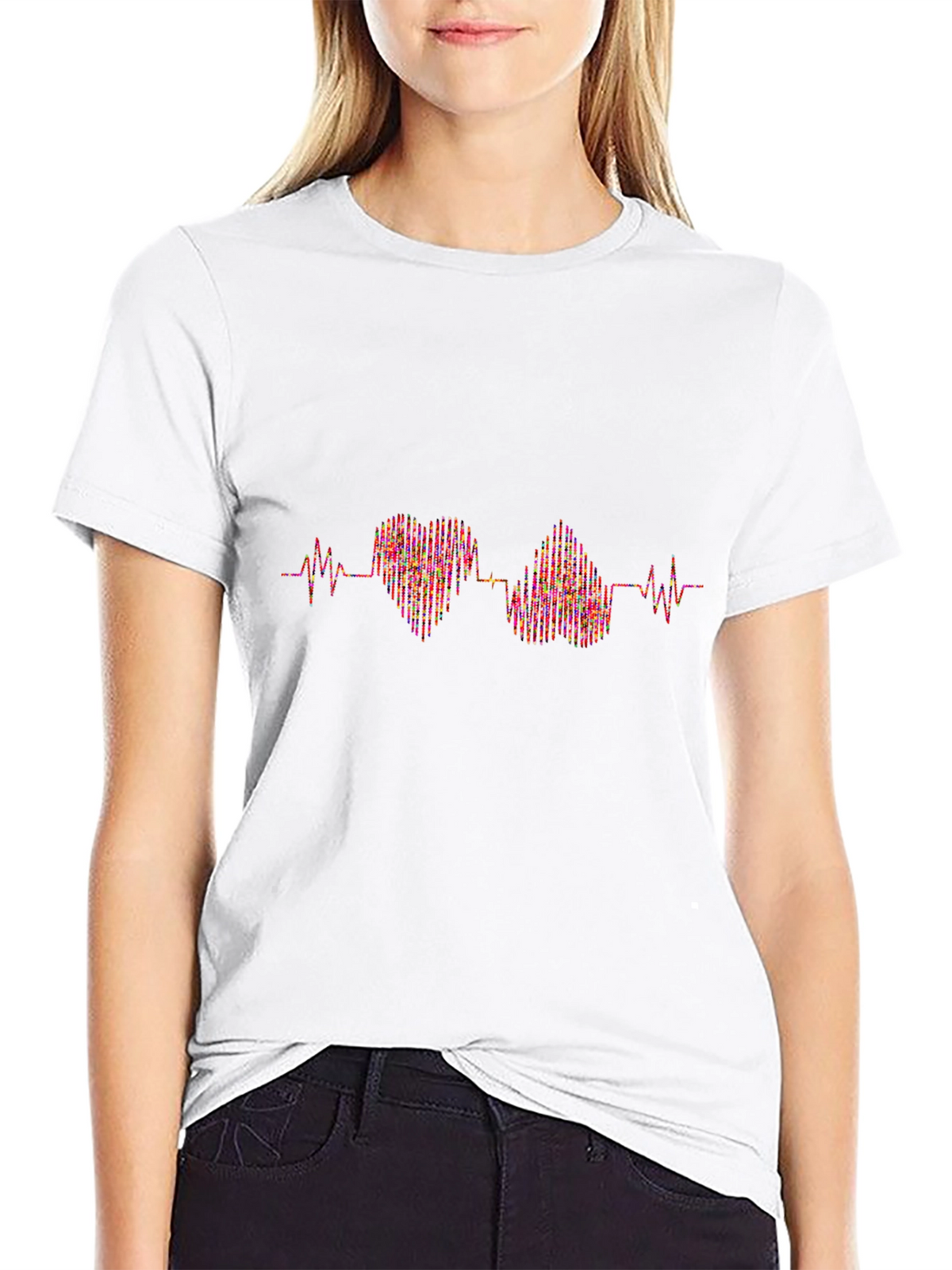 Heartbeat Graphic Black T-Shirt