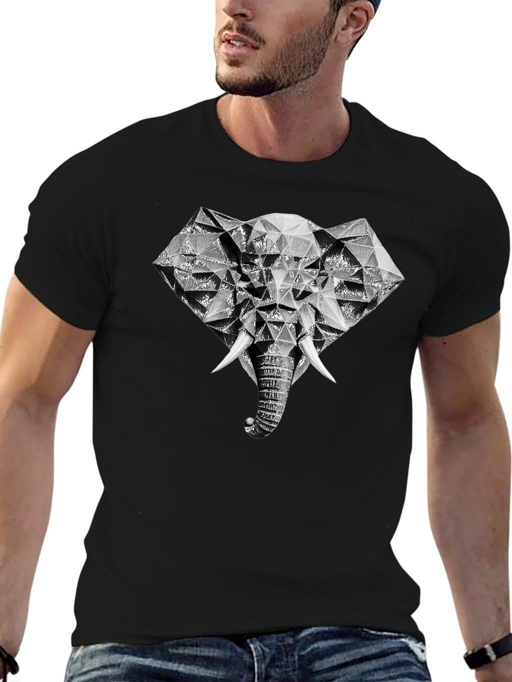 Geometric Elephant Graphic Print T-Shirt