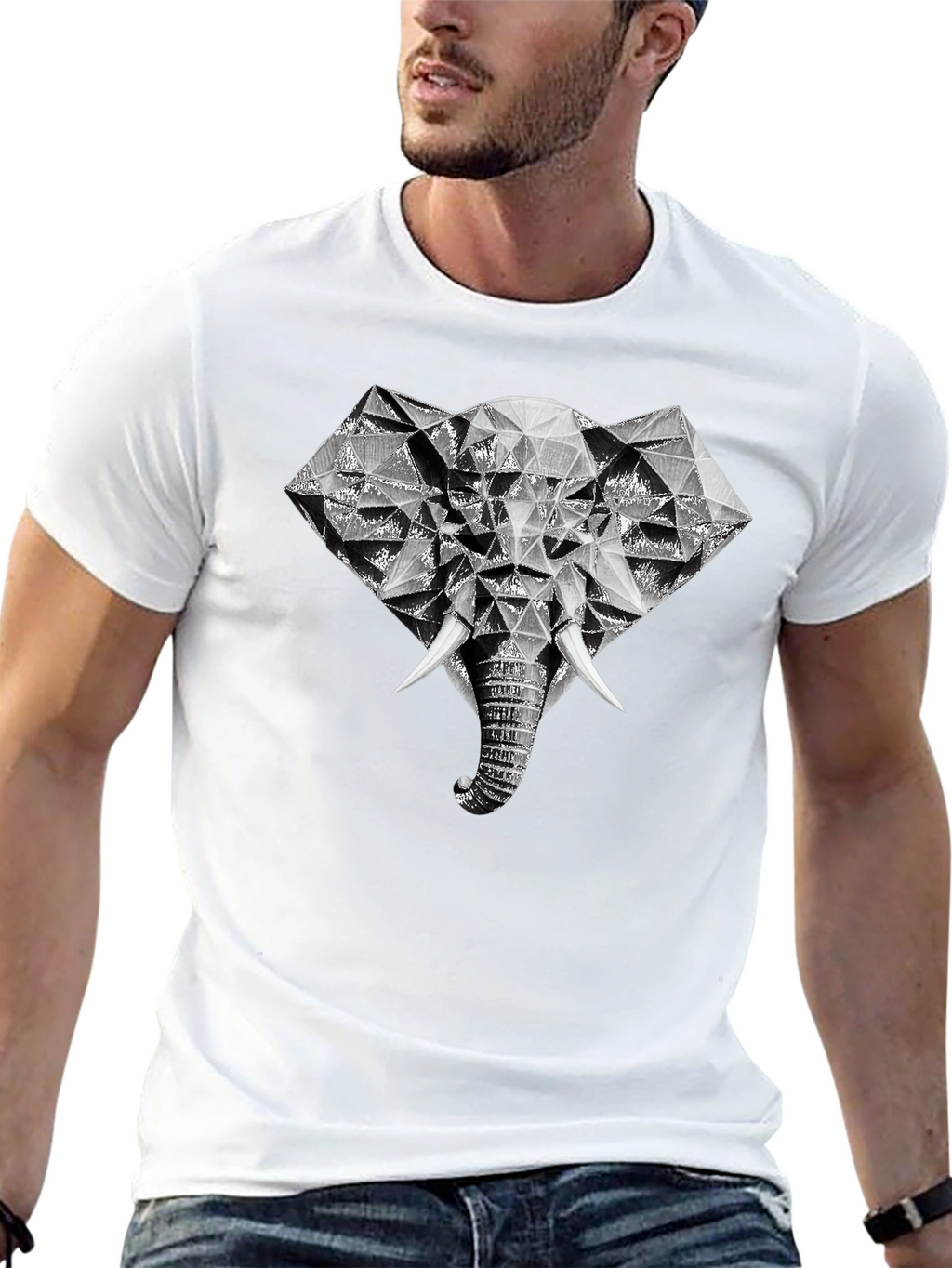 Geometric Elephant Graphic Print T-Shirt