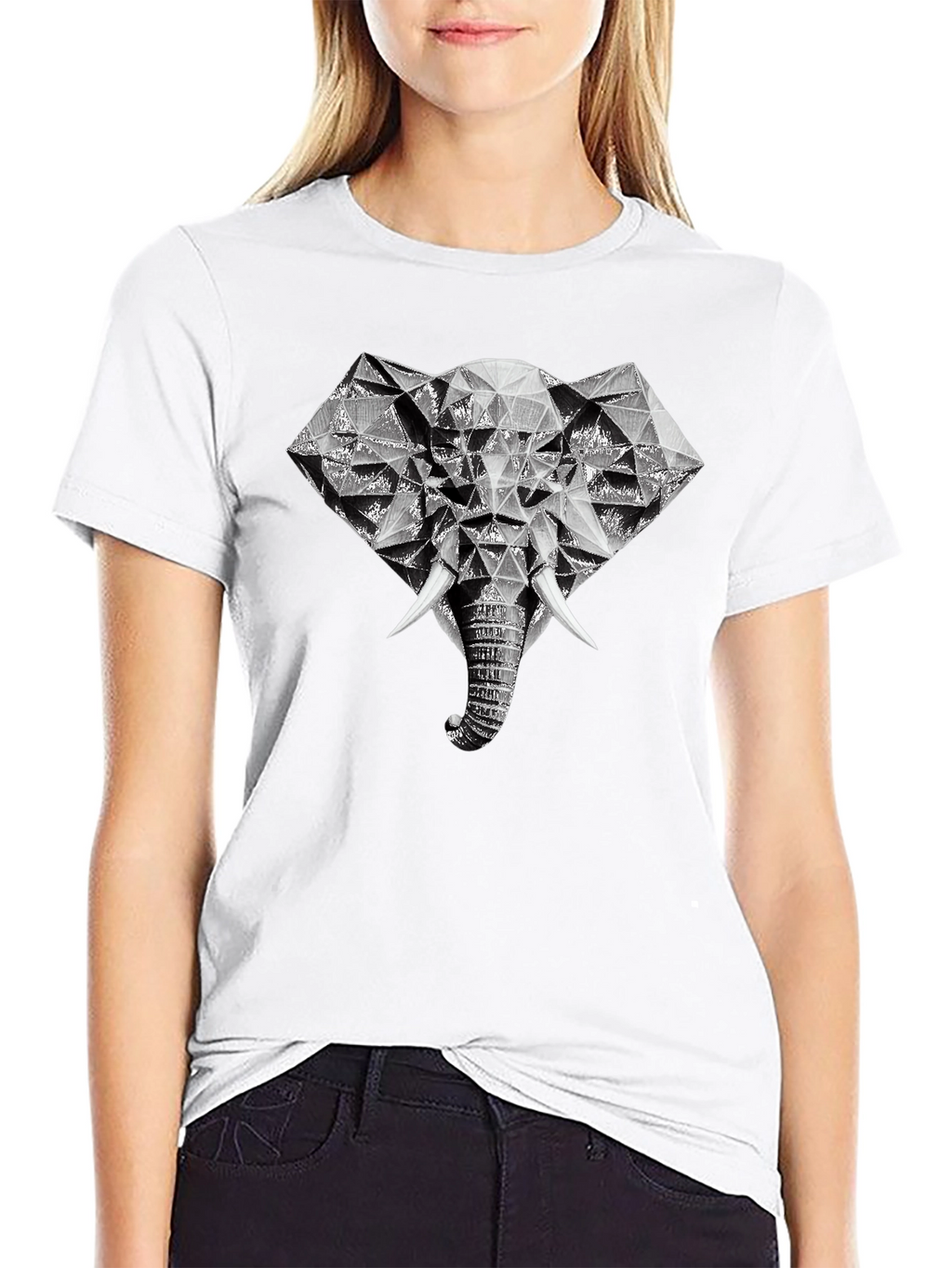 Geometric Elephant Graphic Print T-Shirt