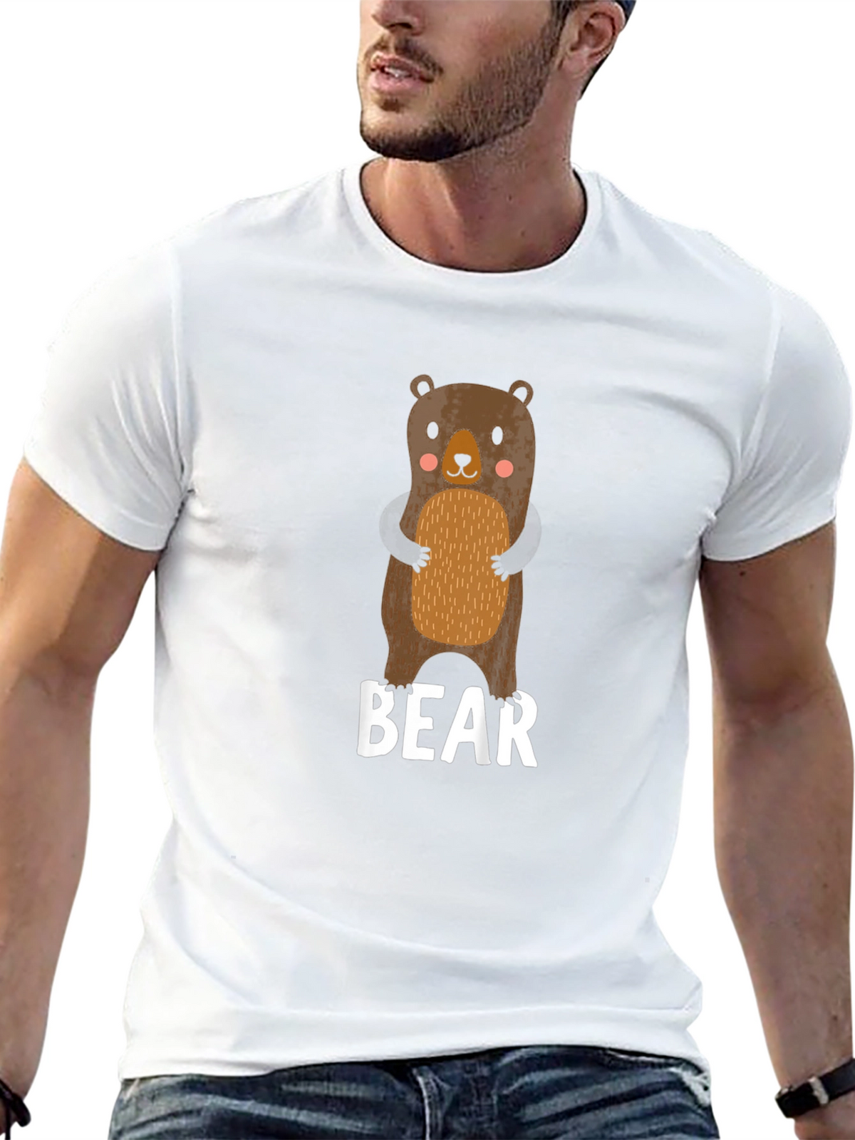Cute Bear Graphic Black T-Shirt