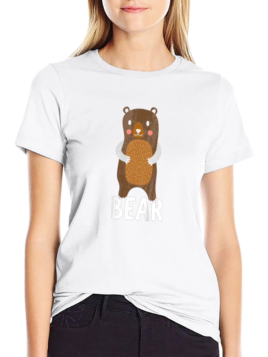 Cute Bear Graphic Black T-Shirt