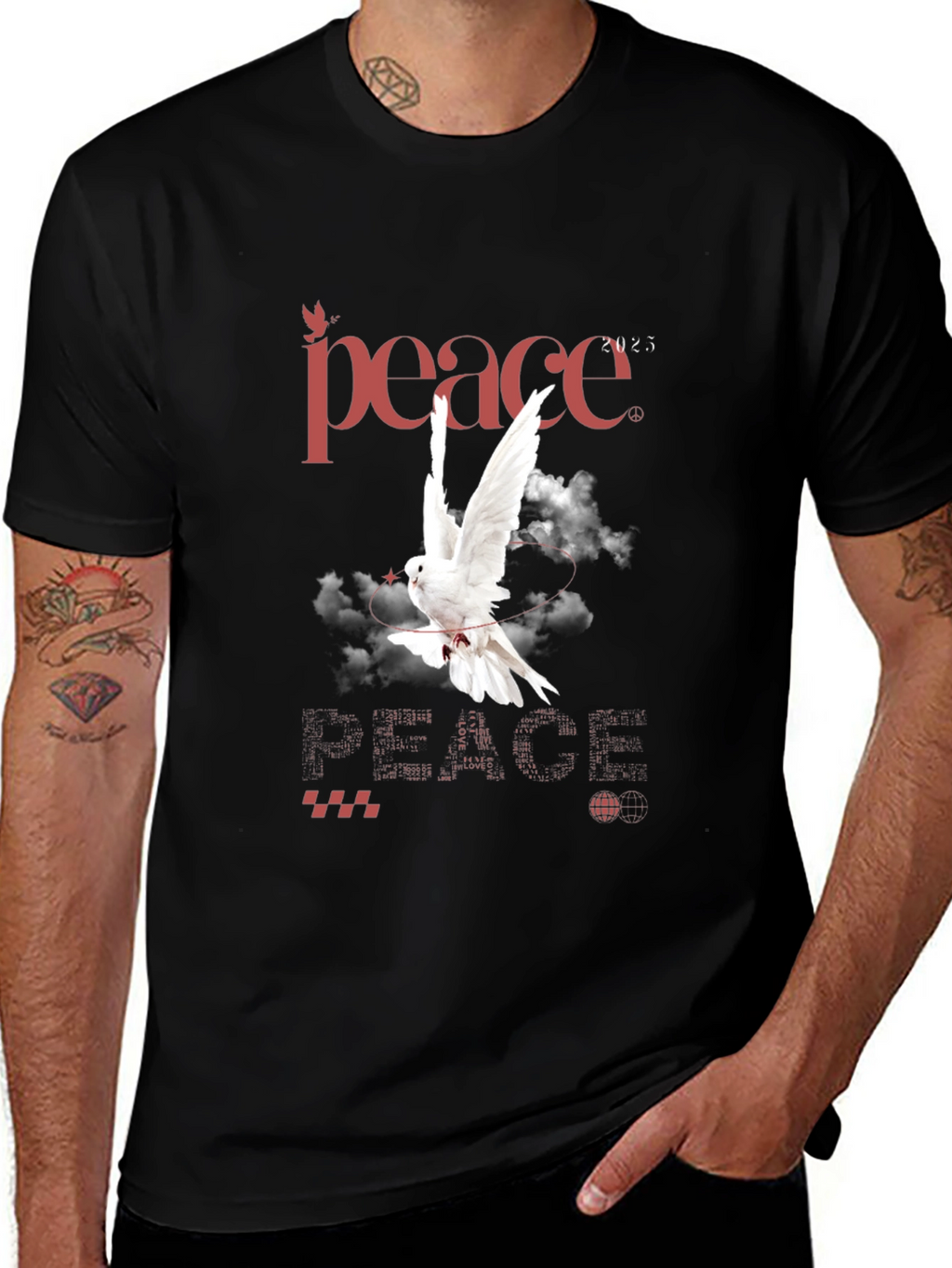 Peace Dove Graphic T-Shirt - Stylish Mens Tee