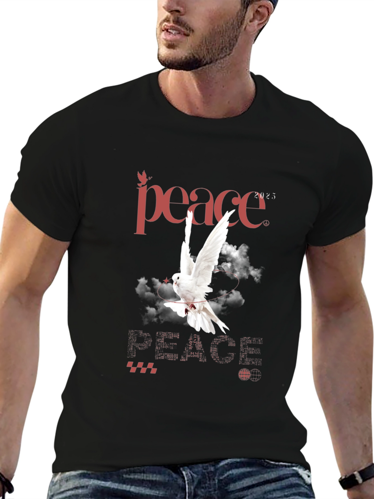 Peace Dove Graphic T-Shirt - Stylish Mens Tee