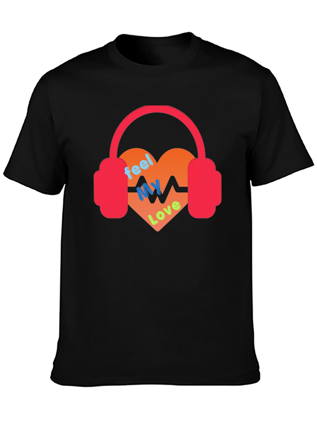 Feel My Love Heartbeat Headphones Graphic Tee