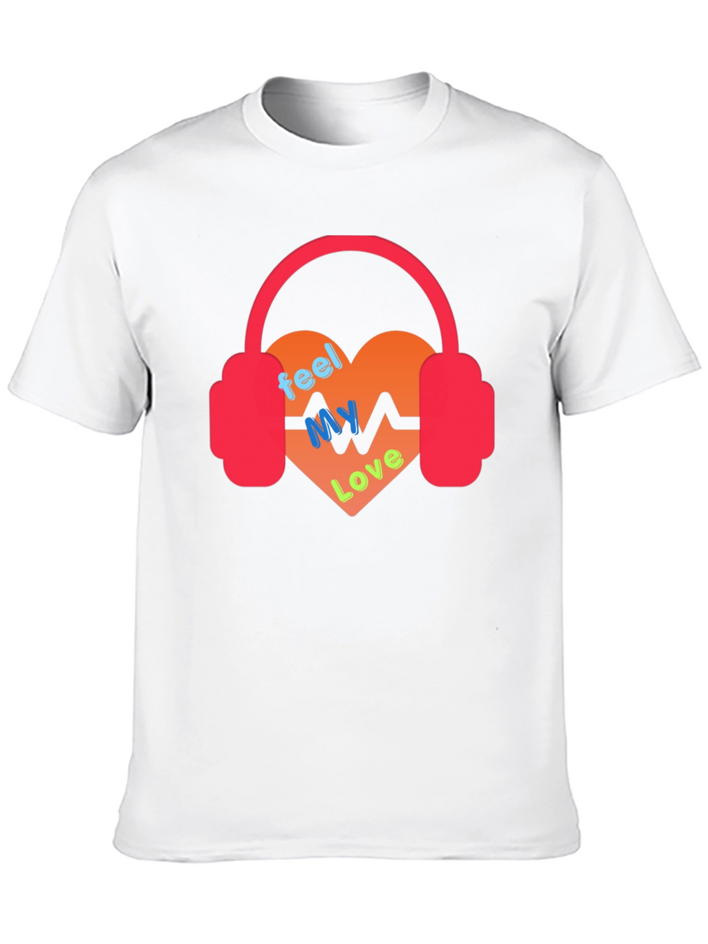 Feel My Love Heartbeat Headphones Graphic Tee