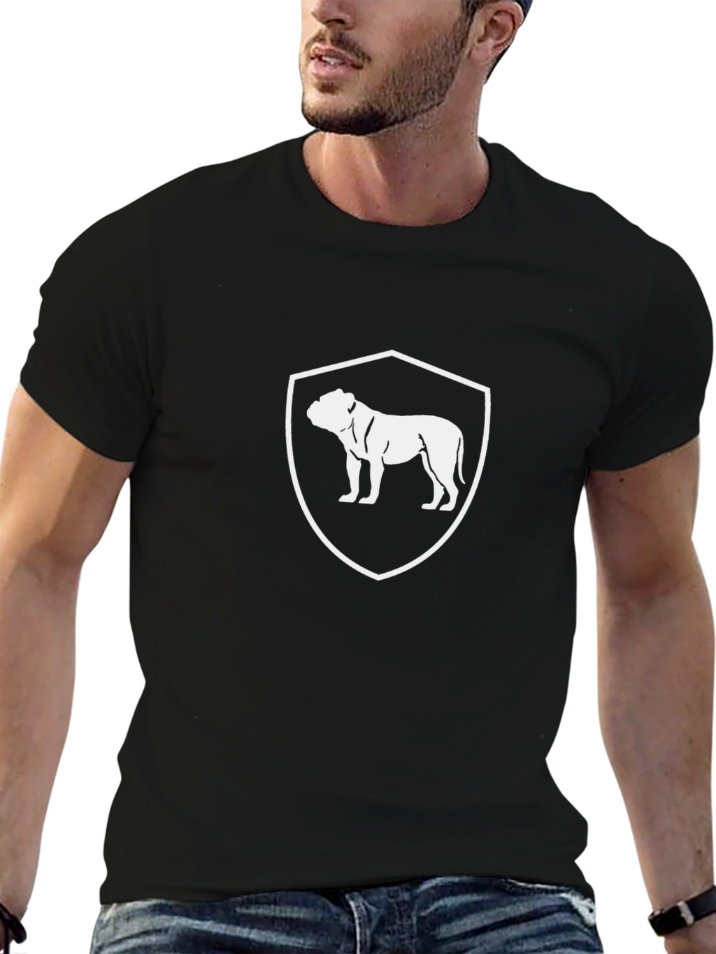 Bulldog Crest Graphic T-Shirt - Black