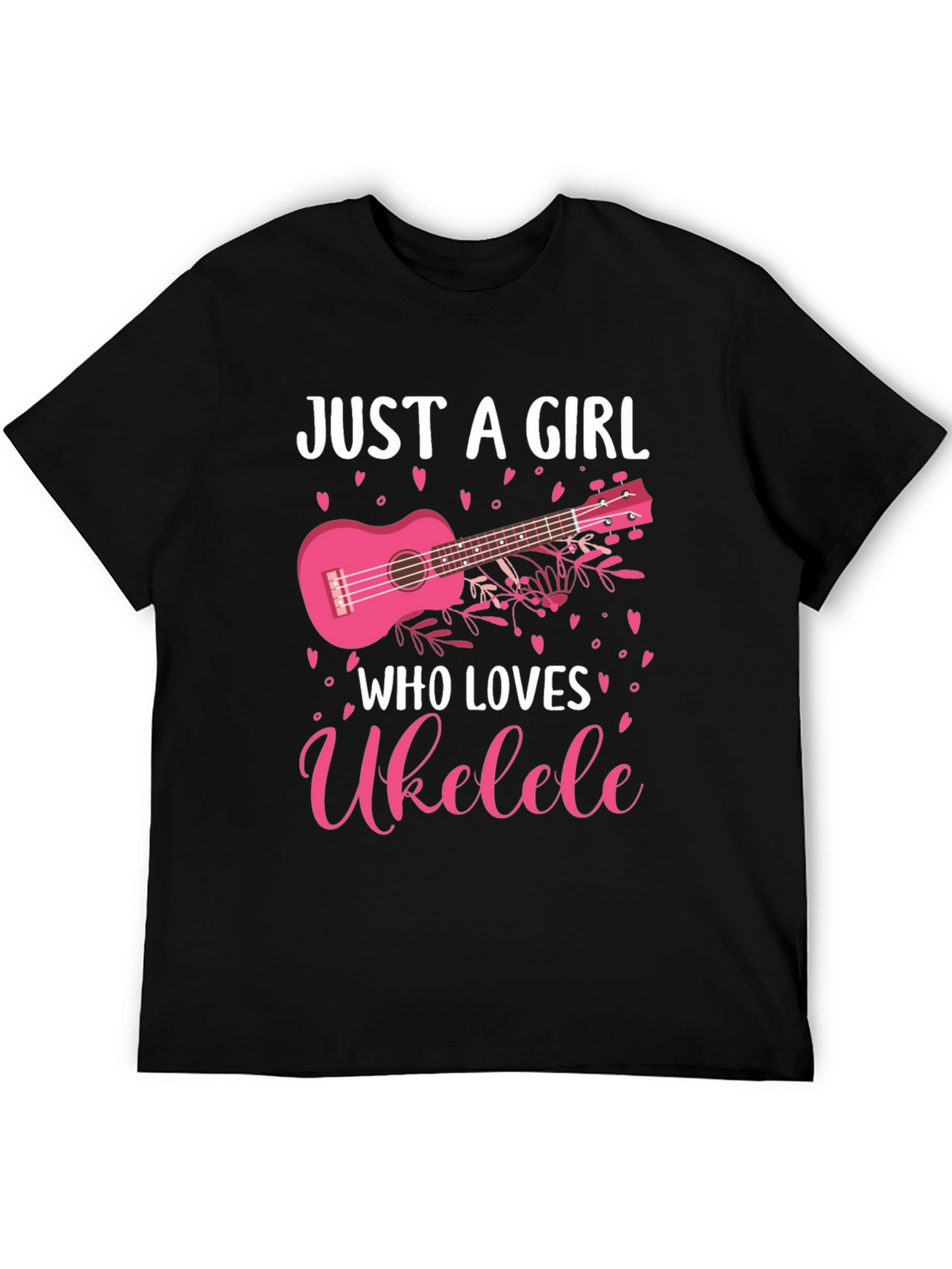 Just A Girl Who Loves Ukulele Black Graphic T-Shirt