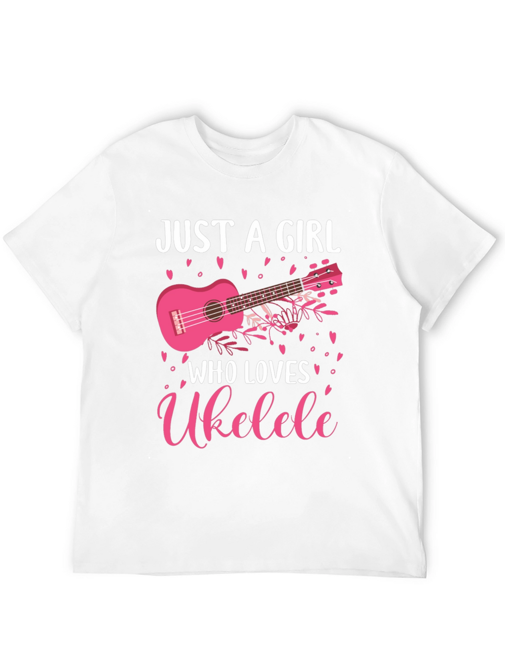 Just A Girl Who Loves Ukulele Black Graphic T-Shirt