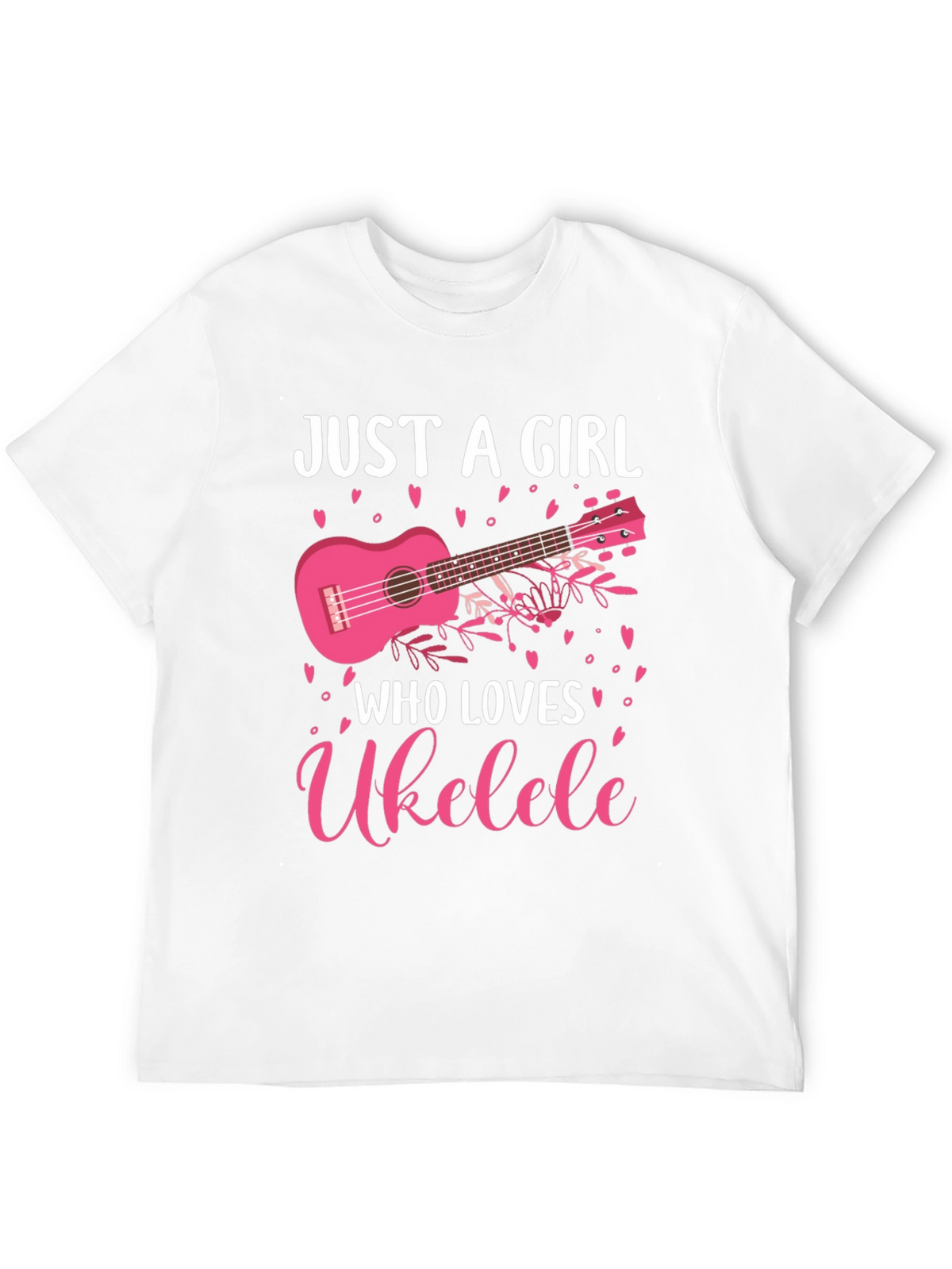 Just A Girl Who Loves Ukulele Black Graphic T-Shirt